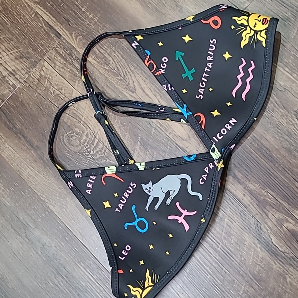 Hoaka X Pony Black Astrology Bikini Top Swimwear XXL